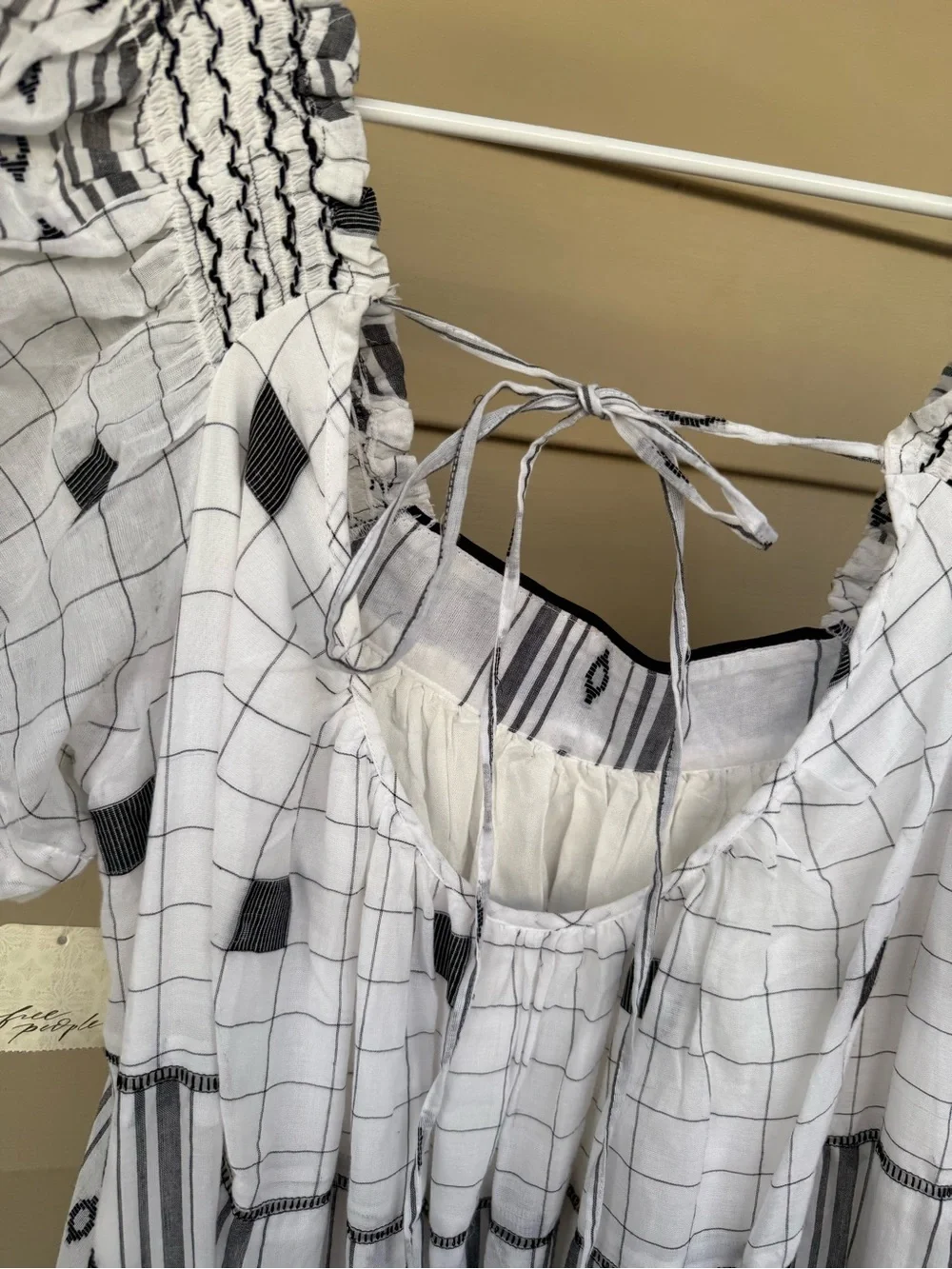 Free People White and Black Patterned Maxi Dress
